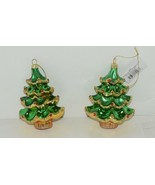 Ganz Midwest Gift MX177849 Glass Christmas Tree Shape Ornaments set of 2 - £18.00 GBP