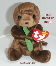 Beanie Babies Seaweed The Otter Rare With Tag Errors 4080 Vintage 1995 Ty - £19.91 GBP