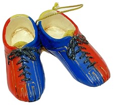 Vintage Resin Bowling Shoes Christmas Ornament Red and Blue 2.5 Inches - £8.30 GBP