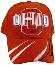 Ohio Men&#39;s Curved Brim Adjustable Baseball Cap with Stripes on Bill Red/White  - £11.76 GBP