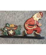 Vtg Christmas Folk Art Santa Sleigh Display Hand Carved Wood Painted 22&quot;... - $61.39 CAD