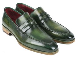 Paul Parkman Mens Shoes Loafer Leather Green Slip-On Handmade 068-GRN - £335.72 GBP