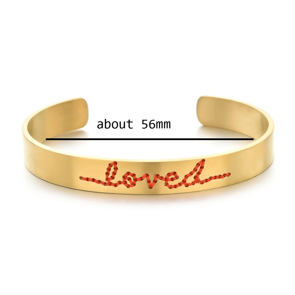 Boho Colorful Suture Wide Cuff Stainless Steel Bracelets Rainbow Letter Bracelet - £14.78 GBP