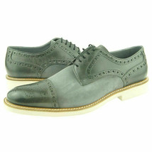 Handmade Men&#39;s Leather Oxfords Green Color Rounded Cap Toe Premium Shoes-709 - £168.27 GBP