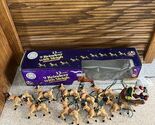 Vintage GE 13 Light 9 Reindeer With Sleigh Blinking Noses &amp; Santa’s Sleigh - $32.29
