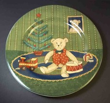 Holiday Cheer salad plate Warren Kimble Sakura Teddy Tree 8.25&quot; disc  Christmas - £6.92 GBP