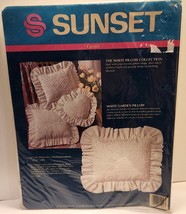 SUNSET Crewel Embroidery Kit White Garden Pillow #11055 Unopened Vintage... - $14.99