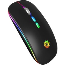 Led Wireless Mouse Slim Silent Mouse 2.4G Rechargeable Wireless Computer Mouse W - £15.97 GBP