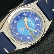 CITIZEN AUTOMATIC 8200 JAPAN MENS DAY/DATE BLUE WATCH + 1 STRAP a313551-1 - $22.00