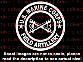 Round USMC 0811 Field Artillery Crossed Cannons Decal USA Made US Seller  - £5.38 GBP+