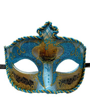 Aqua Blue Gold Music Antique Venetian Masquerade Mask - £14.05 GBP