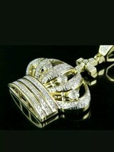 2Ct Imitación Diamante Rey Corona Real Colgante Hombres 14k Oro Amarillo Chapado - £226.15 GBP