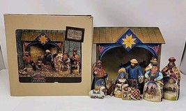 Jim Shore 10 Piece Mini Nativity Set 2004 Heartwood Creek in Box  0000402 JS2 - £112.11 GBP