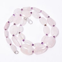 Rose Quartz Amethyst Smooth Beads Necklace 4-21mm 18&quot; UB-8672 - £7.79 GBP