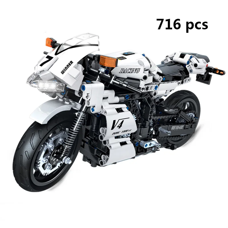 Play Technique Motorcycle Model Building Blocks Moto Racing Motorbike City Vehic - £23.15 GBP