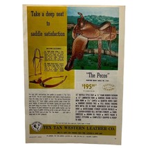 Tex Tan Western Leather Saddles Vintage Color Print Ad 1970 The Pecos Hereford - £10.26 GBP