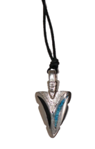 Turquoise and Onyx Inlaid Arrow Head Pendant Necklace - £23.48 GBP