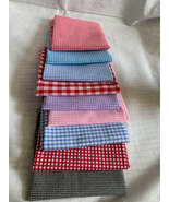 Quilt Gingham cotton fabric fat quarter bundle set #377 - £8.64 GBP