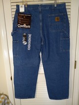 Carhartt Work Fit Dungaree Jeans Tag Size 40X30 (Measures 38X30) B137DST... - £28.28 GBP