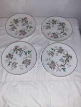 Halsey Fine China Chantilly 4 Bread and Butter Plates Pink Gray Floral - $279.41 MXN