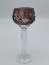 Vtg Cut To Clear Bohemian Czech Chocolate BrownCrystal Goblet Wine Stem ... - $54.82 CAD
