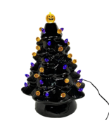 Mr Halloween Haunted Tree Ceramic Black 14&quot; Pumpkin LED Lighted Mr Chris... - $40.70 CAD