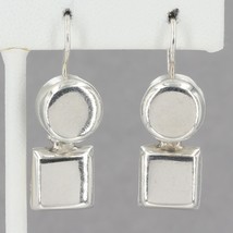 RARE Vintage Silpada Sterling Silver Circle &amp; Square Dangle Earrings W0415 - £31.26 GBP