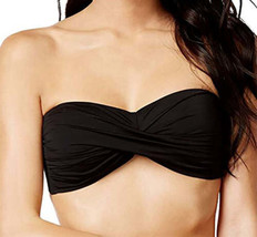 bar III Womens Swimwear Brand Core Solids Twist Bandeau Bikini Top X-Small Black - £27.69 GBP