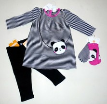 NWT Gymboree Baby Girl Panda Dress Socks Black Leggings 3-6  Months NEW - £20.43 GBP