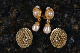 Vintage Carolee and Whiting and Davis Clip on gold tone earrings - £99.52 GBP