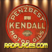 Penzbest Kendall Motor Oils Vintage Retro Aluminum Metal Sign 12&quot; Round - $21.65