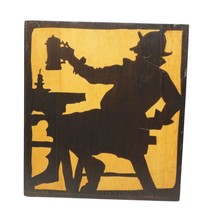 Vintage Inlaid Wood Soldier Drinking Beer Wood Wall Hanging Decor Bar Ma... - £58.13 GBP