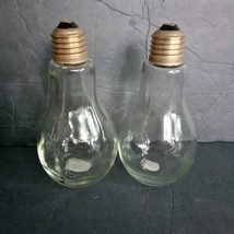 2 Vintage Recycled Glass Hand Made in Spain Light Bulbs Copper Tops Screws Off - £10.17 GBP
