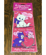 Valentine&#39;s day 4 cute greeting cards small puzzles still in original pa... - $27.08 CAD