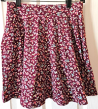 SO Womens Juniors Skater Skirt Size M Multi Floral Cotton Spandex Elastic Waist - £7.84 GBP