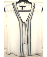 White House Black Market Women Blouse 8 Shirt Sleeveless Top Contrast Pi... - €12,79 EUR