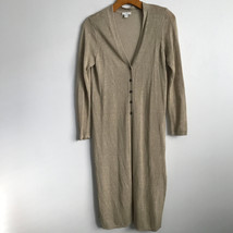 J Jill Linen Cardigan XS Tan Sweater Long Sleeve V Neck Button Down Fine... - $39.74