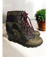 Sorel Lexie Girls Wedge Lace-Up Waterproof Leather Boots Camo Canvas Size 1 - $859.25 MXN