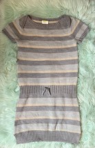Crazy 8 Sweater Dress Sz Large 10-12 Gray Striped Short Sleeve Boatneck - £7.63 GBP