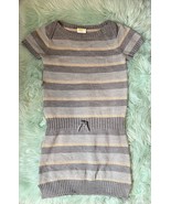 Crazy 8 Sweater Dress Sz Large 10-12 Gray Striped Short Sleeve Boatneck - $12.94 CAD