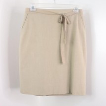 BCBG Max Azria Women&#39;s 2 Beige Tie-Waist Straight Lined Pencil Skirt - £13.98 GBP