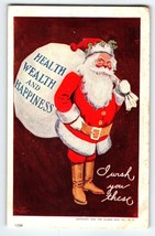 Santa Claus Christmas Postcard Health Wealth And Happiness Ullman 1906 Antique - $18.00