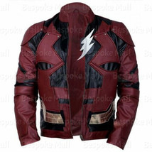New Justice League Ezra Miller The Flash Motorcycle Cowhide Leather Jack... - $161.99+