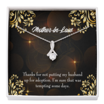 Mother-In-Law Necklace Funny Mother-In-Law Message Eternity Ribbon Stone Pendan - £44.83 GBP+