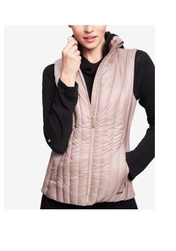 Calvin Klein Performance Womens Quilted Metallic Vest Bare Pink Size XS $79 -NWT - £23.96 GBP
