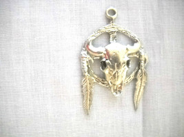 Spirit Buffalo Skull 2 Feather Medicine Wheel Solid Pewter Pendant Adj Necklace - $8.50