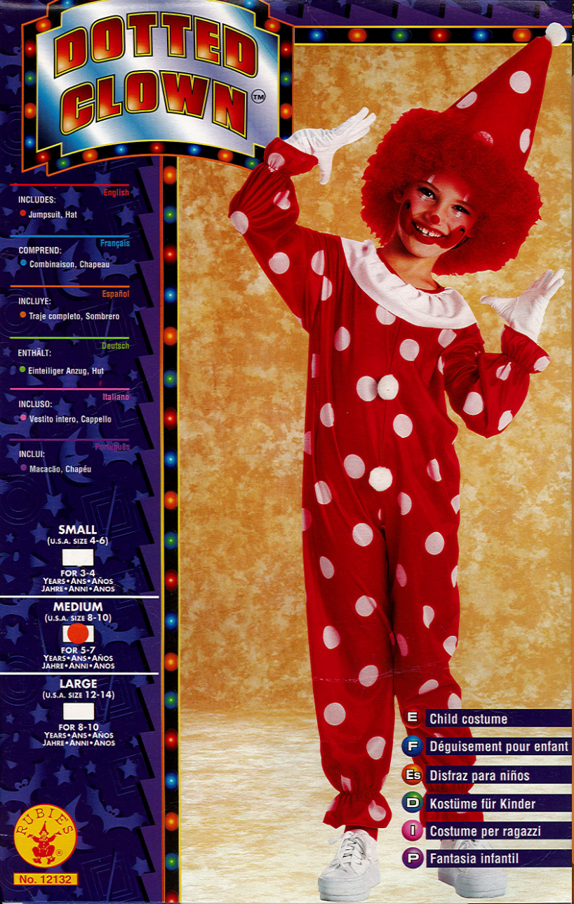 RUBIE'S DOTTED RED CLOWN UNISEX HALLOWEEN COSTUME CHILD SIZE MEDIUM (8-10) 12132 Item image 3