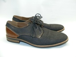 Jeffrey Tyler Men&#39;s Size 12 M Black Denim Leather Upper Oxford Lace Up S... - $26.14