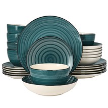 Elama Gia 24 Piece Round Stoneware Dinnerware Set in Dark Green - $103.03