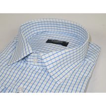 Men's Shirt By CASILA Turkey Cotton Blend Long Sleeves 502050-05 Blue Checker image 5